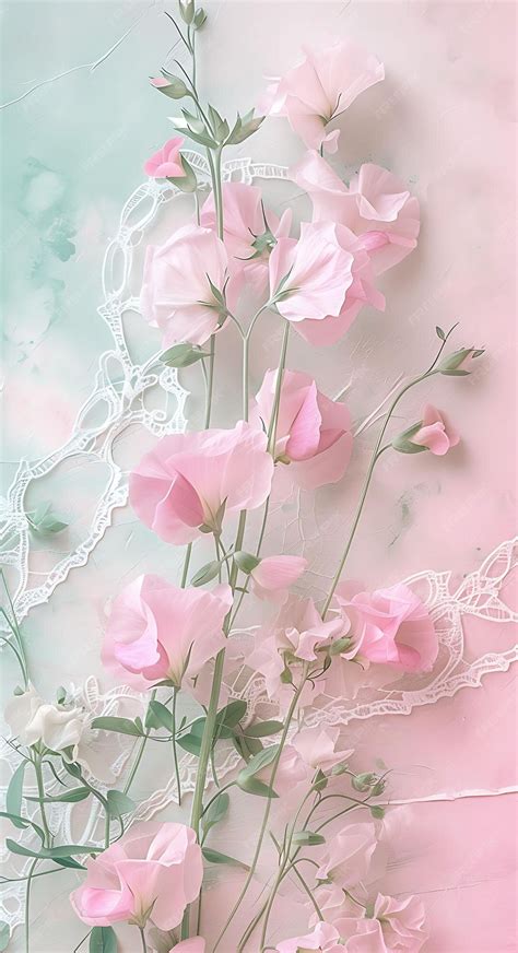 Premium Photo | Collage of Sweet Pea Flowers With Pastel Pink and Mint ...