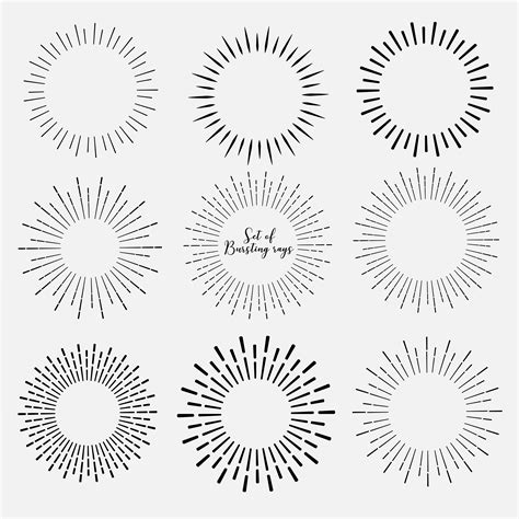 Set of sunburst style isolated on white background, Bursting rays vector illustration. 536074 ...