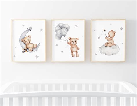 Teddy Bear Print,bear Nursery Decor,nursery Wall Decor,baby Boy Print,gender Neutral Nursery ...