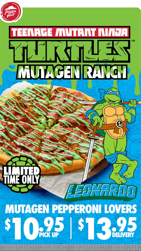 ピザハットオンライン: Enjoy a Leonardo TMNT Pizzanality pizza with MUTAGEN RANCH!! Look inside for today's ...