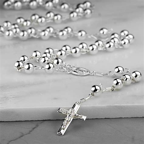 sterling silver rosary necklace by hersey silversmiths ...