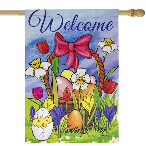 Welcome Easter Basket Outdoor House Flag 28" x 40" - Walmart.com ...