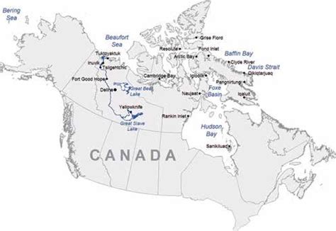 Map of Canada with northern place names relevant to the text ...