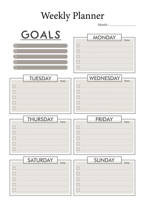 Simple Bullet Journal Weekly Planner Template Printable 7956542 Vector ...