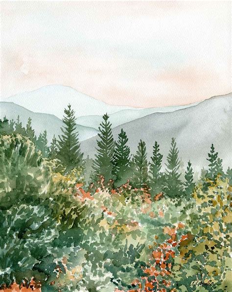 Original Watercolor Fall Landscape Fall Painting Original - Etsy