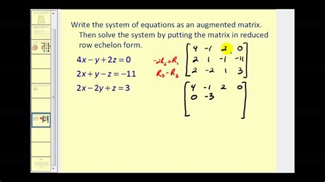 Augmented Matrices: Reduced Row Echelon Form - YouTube