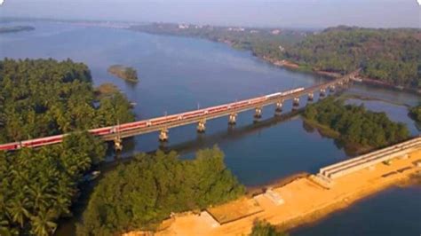 Majestic aerial shot! Railway ministry shares video of train passing from Sharavathi Railway ...