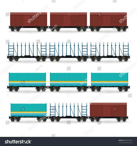 Set Different Types Freight Wagon Isolated Stock Vector (Royalty Free ...