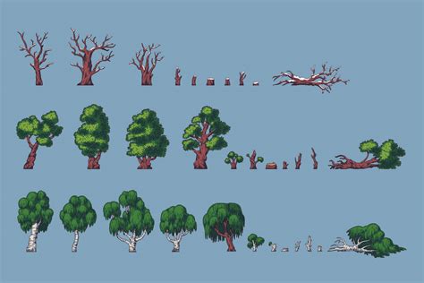 Free Tree Pixel Art Asset Pack Download - CraftPix.net