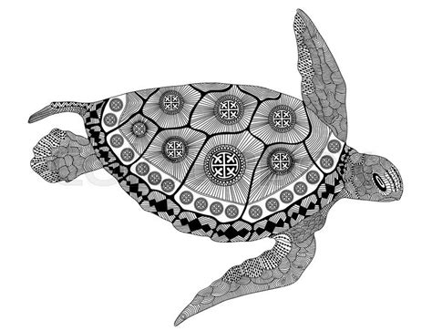 Zentangle stylized black turtle. Hand Drawn vector illustration ...