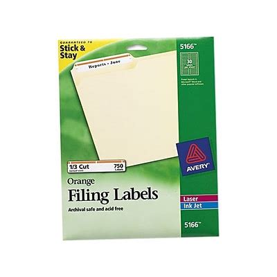 Avery® 5166 TrueBlock File Folder Labels; Orange, 2/3 x 3-7/16", 750/Box | Quill.com