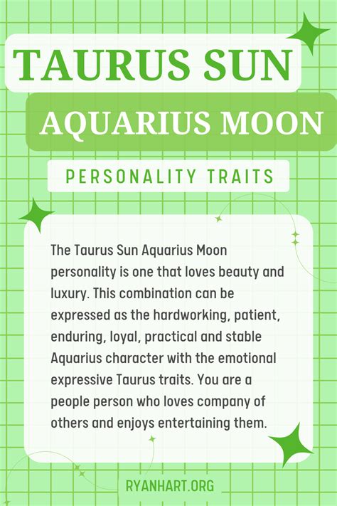 Taurus Sun Aquarius Moon Personality Traits | Ryan Hart