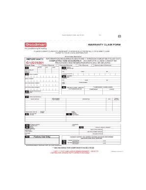 Goodman Warranty Form - Fill Online, Printable, Fillable, Blank | pdfFiller