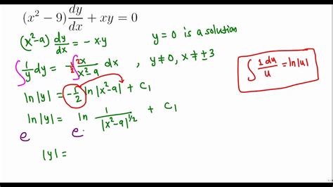 Separable differential equations example 6/11 - YouTube