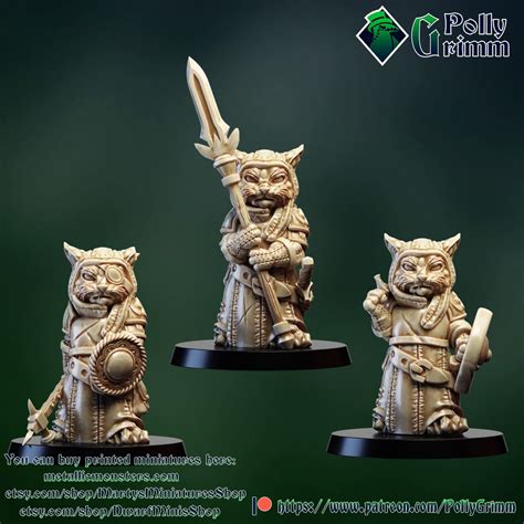 Tabletop miniatures. Cat warriors set | MiniHoarder