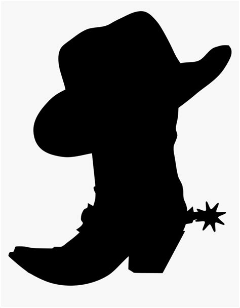 Silhouette Cowboy Boot Clipart, HD Png Download - kindpng