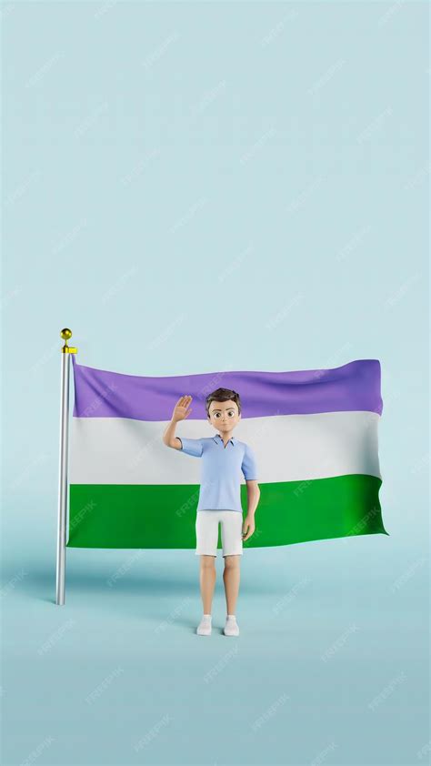 Premium Photo | The genderqueer pride flag behind a male person animation 4k with blue background