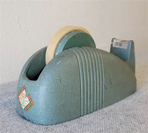 VINTAGE SCOTCH TAPE DISPENSER Art Deco Whale Tail Heavy Cast Iron GREEN ...