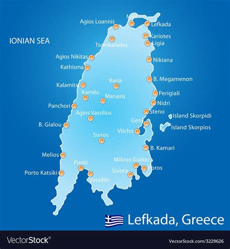 Island of lefkada in greece map vector image on VectorStock | Lefkada ...