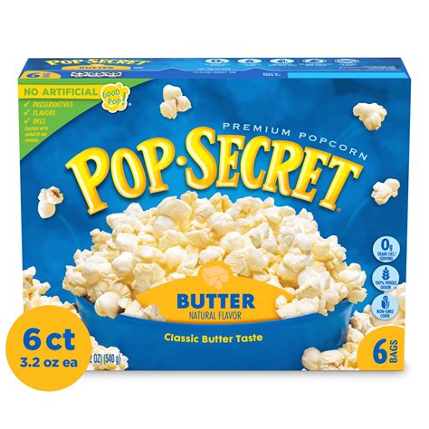 Pop Secret Microwave Popcorn, Butter Flavor, 3.2 Oz Sharing Bags, 6 Ct - Walmart.com