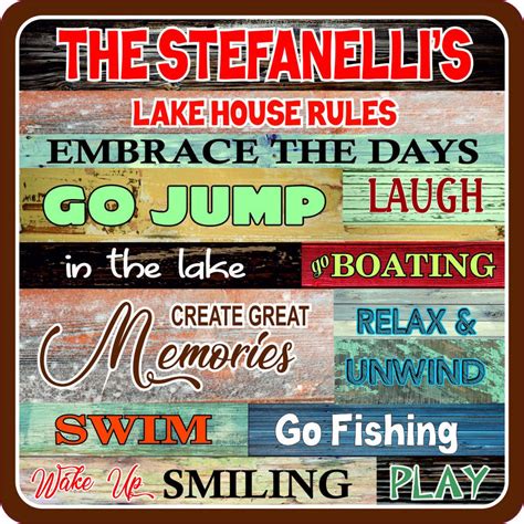 Personalized Lake Rules Sign | Lake House Decor | Fun Sign Factory| Fun Sign Factory