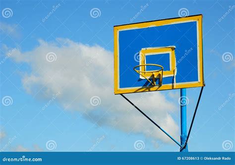 Just Painted New Colorful Backboard and Basketball Hoop Against Stock Image - Image of amateur ...