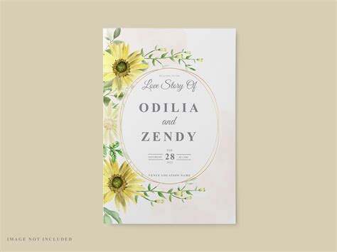 Wedding Card Template Sunflower Design Graphic by Agnetart · Creative Fabrica