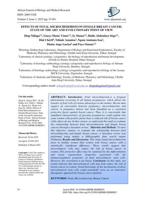 (PDF) Effects of Fetal Microchimerism on Female Breast Cancer: State of the Art and Evolutionary ...