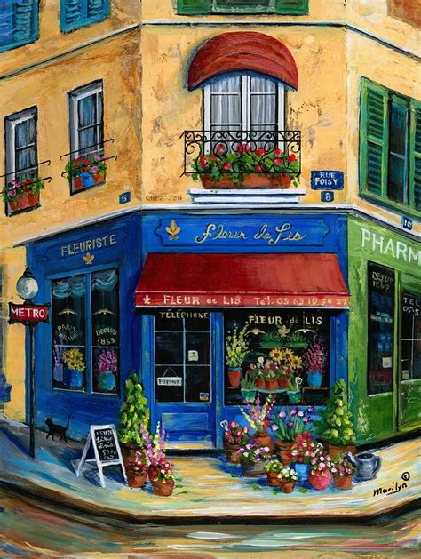 French Flower Shop Painting by Marilyn Dunlap