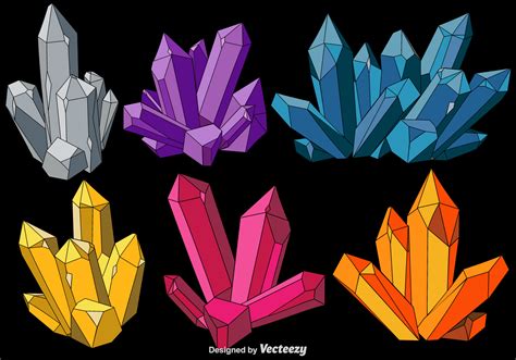 Vector Set Of Colorful Quartz Crystals 165032 Vector Art at Vecteezy