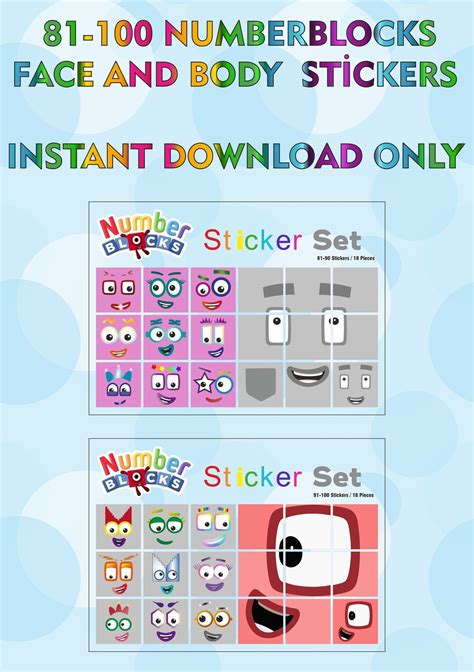 Numberblocks 81-100 Faces / for 2cm Cubes / A5 Sticker - Etsy New Zealand