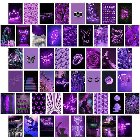 Buy Purple Wall Collage Kit Aesthetic Pictures, Bedroom Decor for Teen Girls, Wall Collage Kit ...