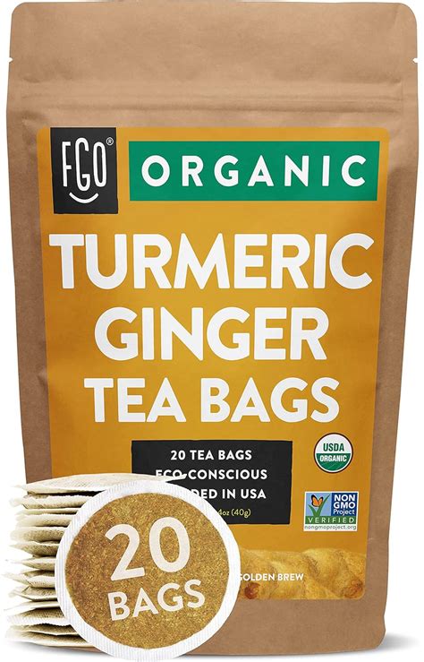 Amazon.com: Organic Turmeric Ginger Tea Bags | 20 Tea Bags | Eco ...