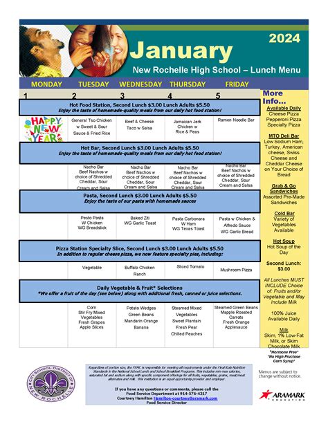 Menu at a Glance | City School District of New Rochelle