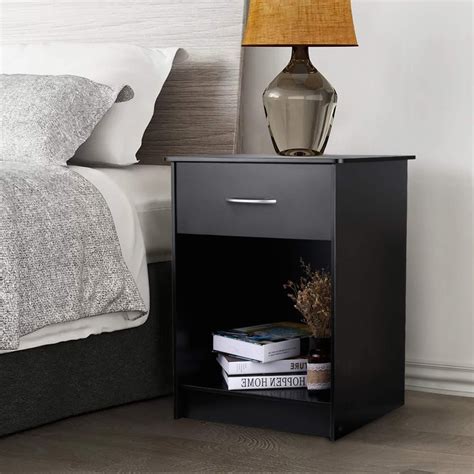 Winado Nightstand Bedside Table Storage Cabinet with Drawer for Bedroom Elegent Black - Walmart.com