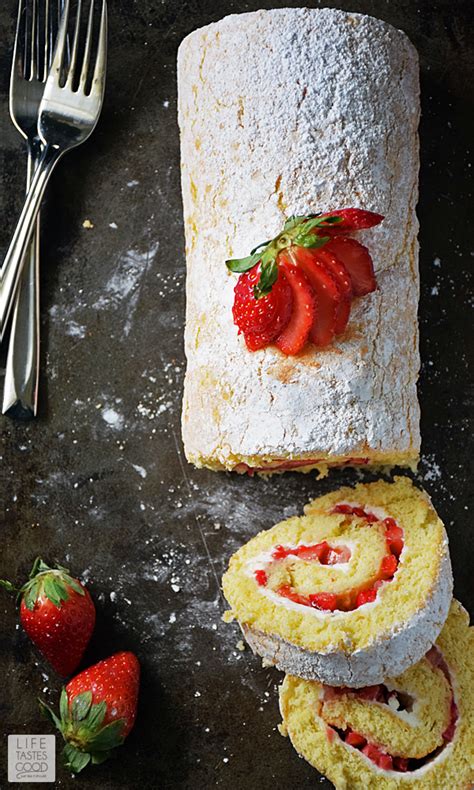 Strawberry Jelly Roll Cake Recipe | Life Tastes Good