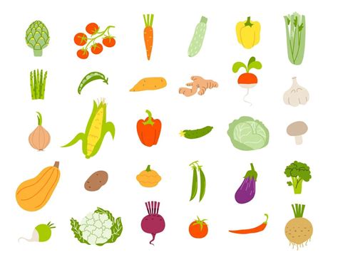 Cartoon set of vegetables isolated. Vector stock illustration of ...