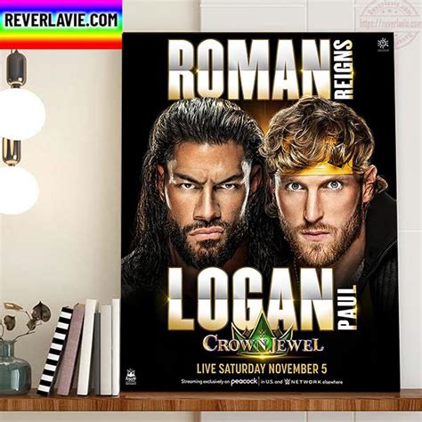 WWE Crown Jewel Logan Paul vs Roman Reigns For Undisputed WWE Universal Championship Home Decor ...