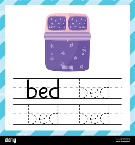 Tracing worksheet with the word - Bed. Learning material or flashcard ...