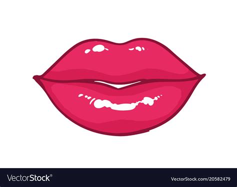 Bright pink glossy lips or sexy mouth isolated Vector Image