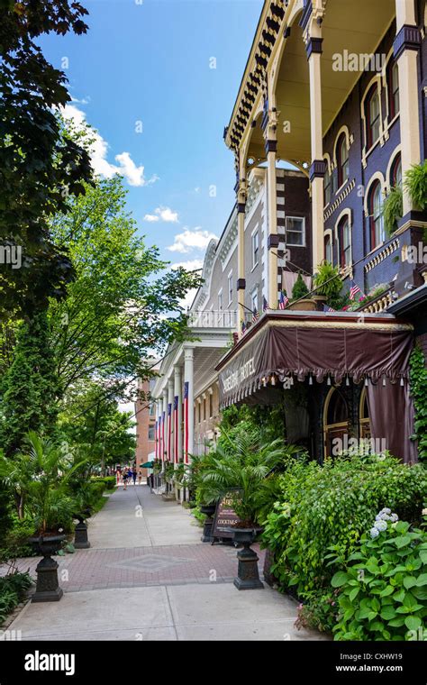 The Adelphi Hotel on Broadway in downtown Saratoga Springs, New York State, USA Stock Photo - Alamy