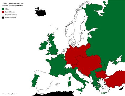 Allies, Central Powers, and Neutral countries of WW1 [4170,3210] [OC] : MapPorn