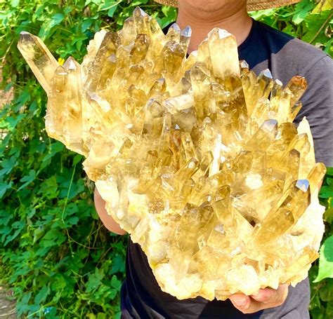 Large citrine crystal cluster natural golden big crystal | Etsy