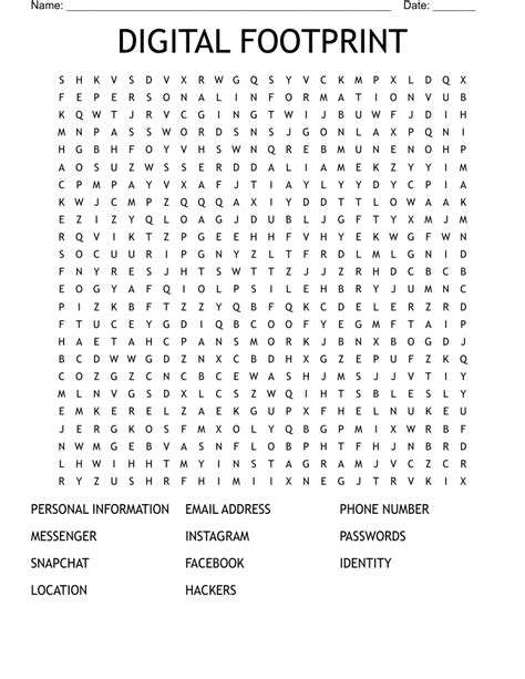 DIGITAL FOOTPRINT Word Search - WordMint