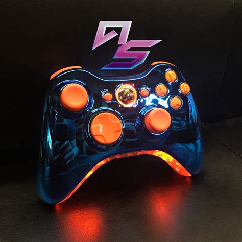 Chrome Blue and Orange Xbox 360 Controller– Aqua Silvermist Design