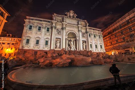 Rome, Italy: The Trevi Fountain at night Stock Photo | Adobe Stock