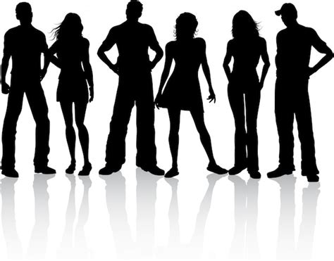 Silhouette of a group of friends Vector | Free Download