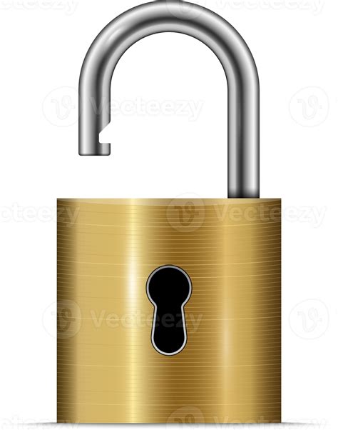 Gold unlocked padlock 14585773 PNG