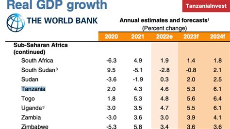 Tanzania's GDP to Grow by 5.6% in 2023 and 6.1% in 2024, WB Forecasts ...