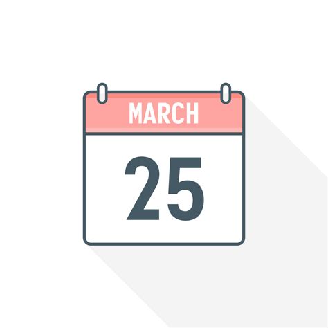 25th March calendar icon. March 25 calendar Date Month icon vector ...